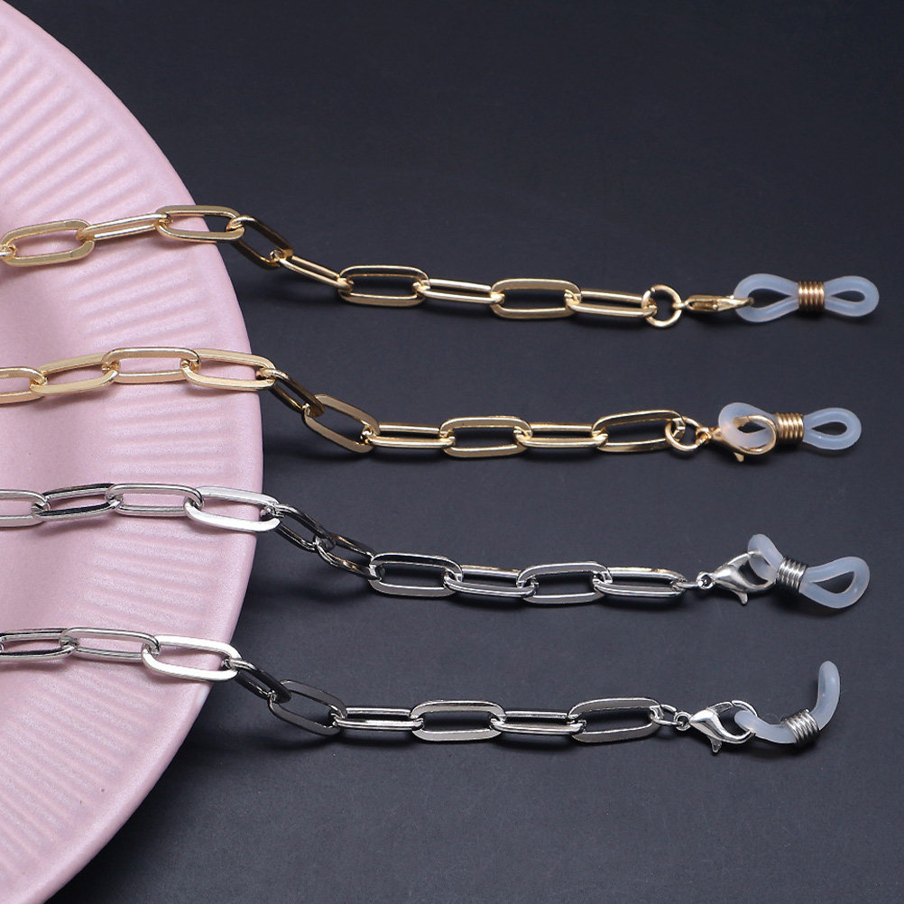 Mask Chain Holder - Metalen gouden paperclip-brillenketting, maskerkoordhouder, anti-verlies gezichtsbedekking,