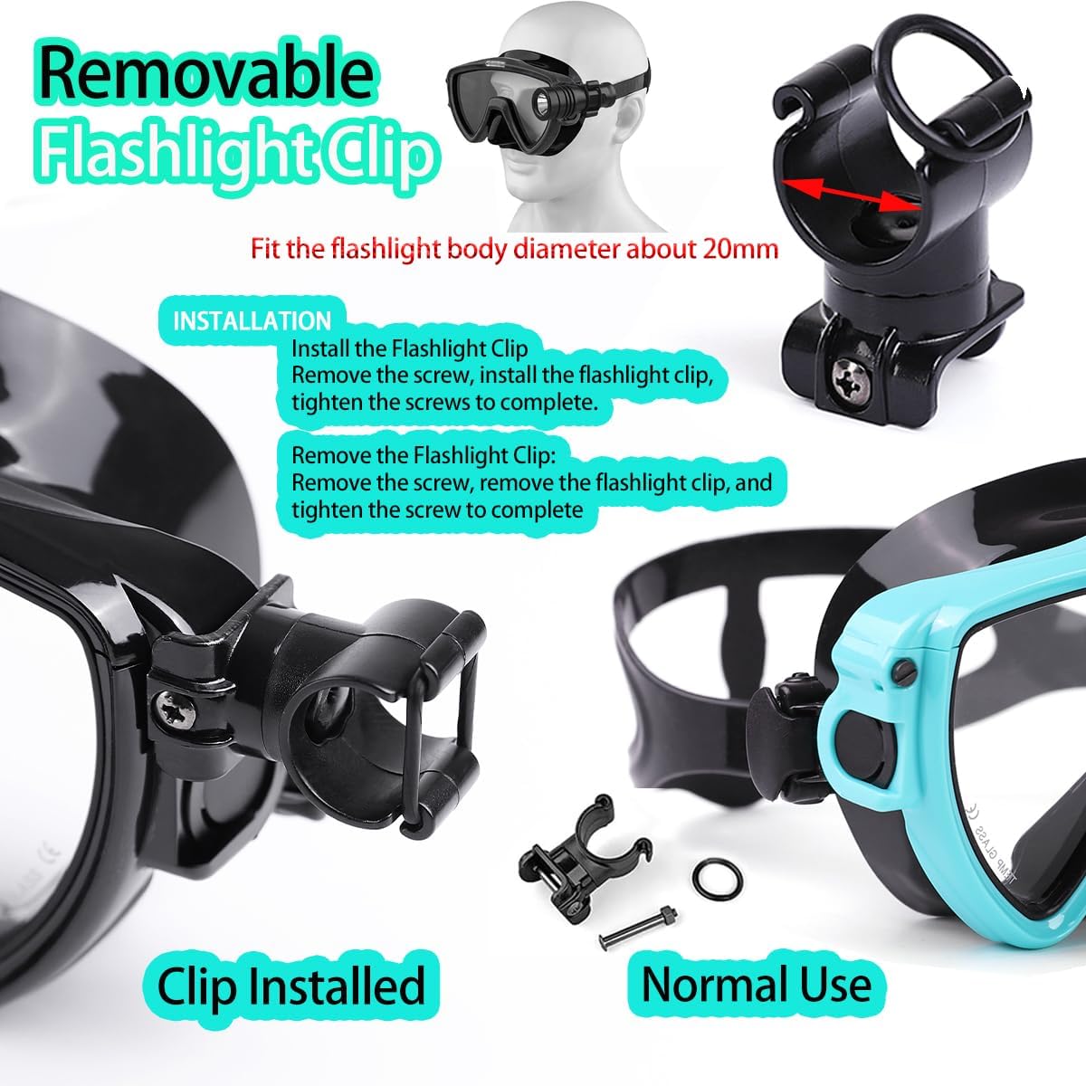 Duikmasker met zaklampbevestig - Silicone Mask Bracket recensie en prijs